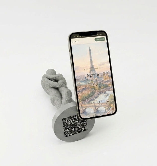 Invitado escaneando el QR de una pieza 3D personalizada